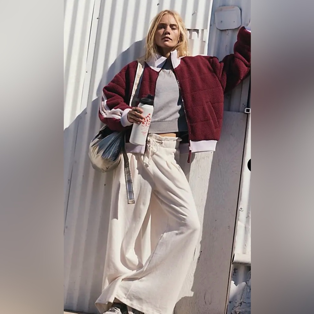 Free People Movement Fleecy Sherpa Scrunchy Pippa Jacket Mahogany Combo